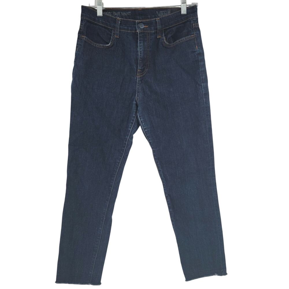 Vans skinny high waist blue ankle jeans raw hem size 11